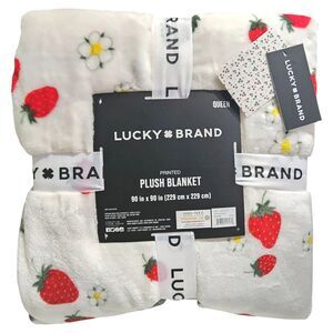 Lucky Brand Queen Size Spring Floral Garden Cozy Plush Blanket 90x90in Multi